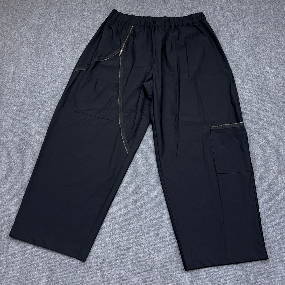 Chalet et Ceci Amara Pant Women XL Black Asymmetrical Zipper Cargo Wide Leg USA